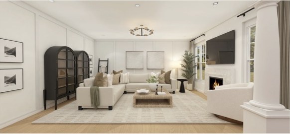 Living room design concept rendering