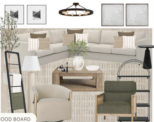 Living room furniture mood board